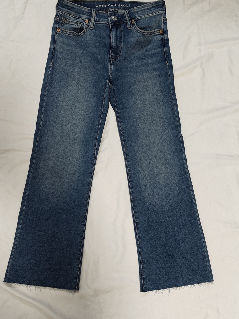 American Eagle Outfitters Women's Blue Flare Short  Jeans